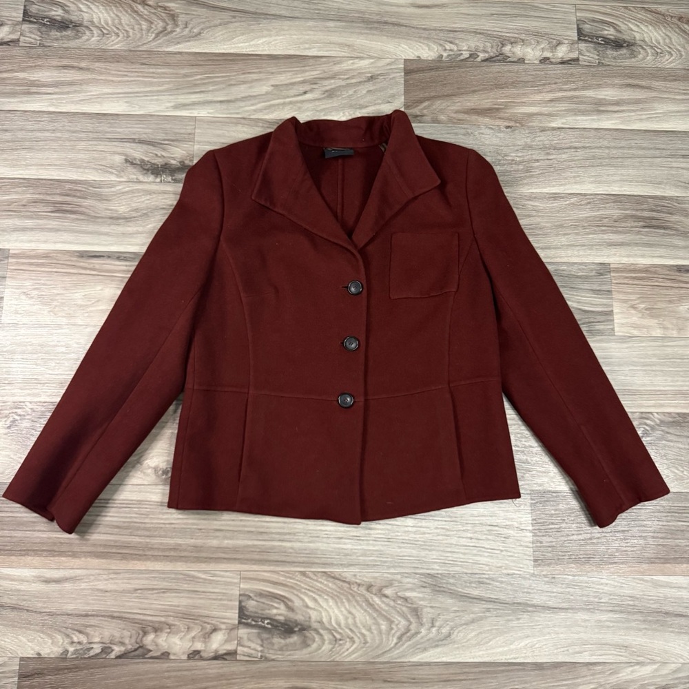 A-K-R-I-S Akris Wool Angora Blend Button Down Patch Pocket Blazer Jacket Size 14